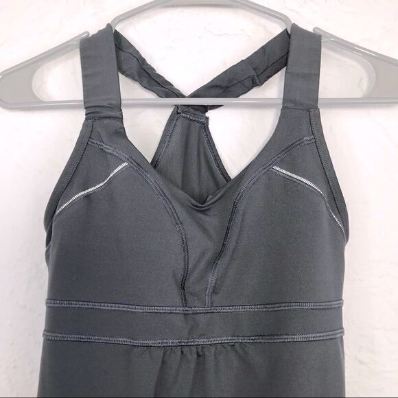 Athleta Charcoal Gray Workout Athletic Top - Picture 2 of 9